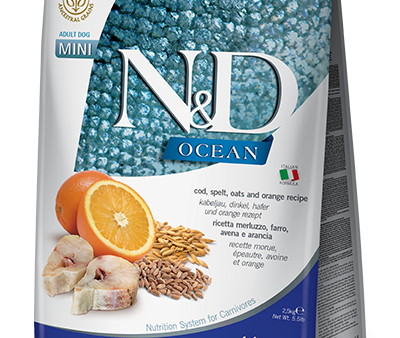 Farmina Ocean N&D Natural & Delicious Ancestral Grain Mini Adult Cod, Spelt, Oats & Orange Dry Dog Food Sale