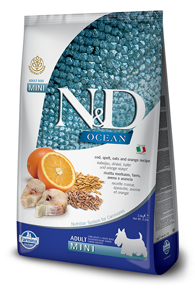 Farmina Ocean N&D Natural & Delicious Ancestral Grain Mini Adult Cod, Spelt, Oats & Orange Dry Dog Food Sale