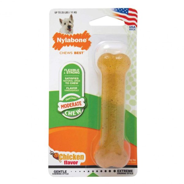 Nylabone FlexiChew Chicken Flavor Bone Dog Toy For Cheap