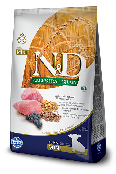 Farmina N&D Ancestral Grain Puppy Mini Lamb & Blueberry Online Sale